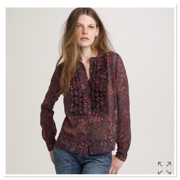 J. Crew Tops - J. Crew Bayberry Flouncette floral Blouse ruffle